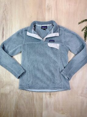 Patagonia Re-Tool Snap-T Pullover Fleece Gray White Medium Polartec